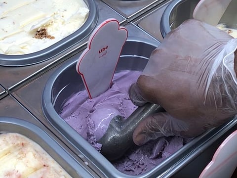 Ube ice cream is made from yam and coconut.