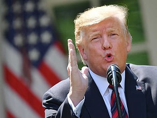 US President Donald Trump delivers remarks on immigration at the Rose Garden of the White House in Washington, DC on May 16, 2019. 