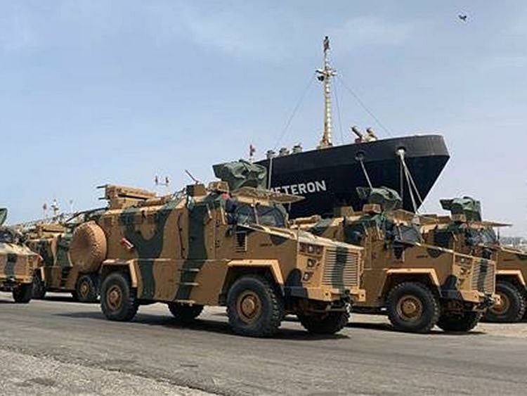 Alleged Turkish armoured vehicles at Tripoli port. 