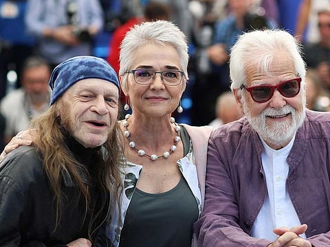 From left: British actor Leon Vitali, British director Stanley Kunrick's daughter Katharina Kubrick and US-German producer Jan Harlan