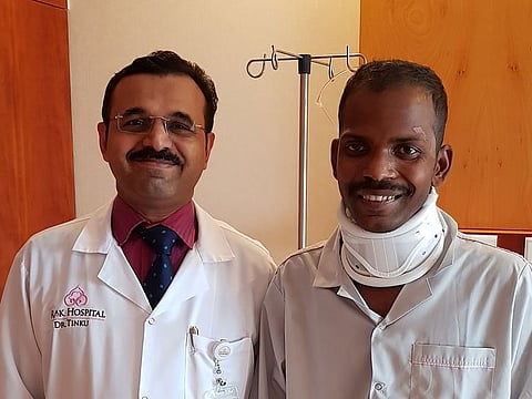 29-year-old Indian expatriate Ajeet Ram Sudhar with Dr Tinku Jose
