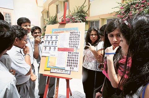 Students check the notice board for the exam results at Indian High School, Dubai. (Photo used for representation only)
