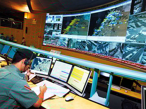 The command and control room at Dubai Police headquarters.