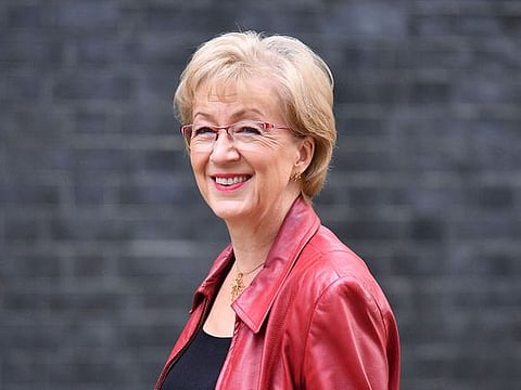 In this file photo taken on April 30, 2019 Britain's Leader of the House of Commons Andrea Leadsom arrives at 10 Downing Street to attend a Cabinet meeting in London.