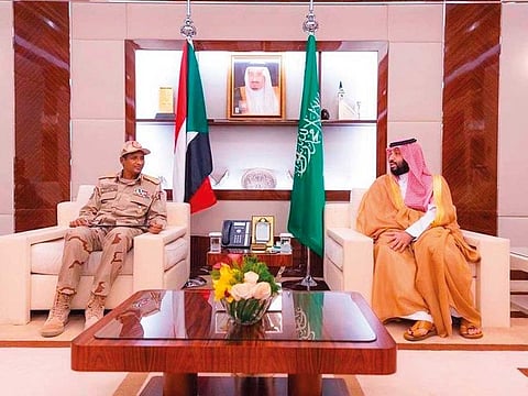 Saudi Crown Prince Mohammad Bin Salman (right) with the deputy of Sudan’s Transitional Military Council.