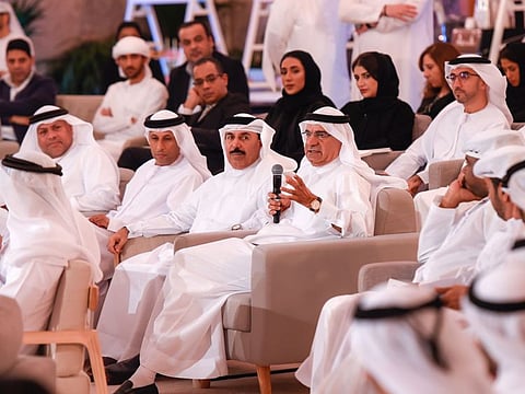 Abdul Hamid Ahmad, Editor-in-Chief of Gulf News with prominent journalists and influencers attending the Emirati Media Forum 2019. 