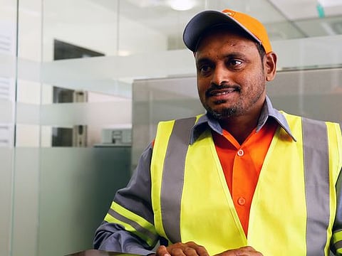 Naushad Raynkarveedu, Dubai Municipality Street Sweeper, works hard everyday to keep the streets clean. 
