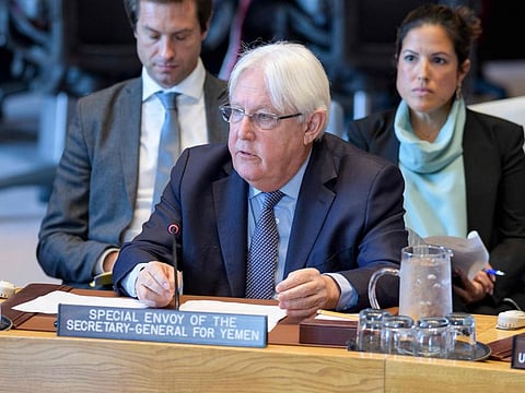 In this image obtained from the United Nations, UN envoy for Yemen Martin Griffiths speaks at the UN Security Council on May 15, 2019, in New York. 