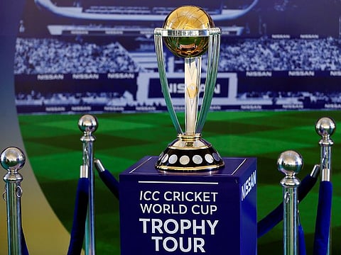 A file photo of the 2019 ICC Cricket World Cup trophy. 
