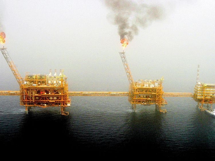 An oil production platform at the Soroush oilfields, south of Tehran