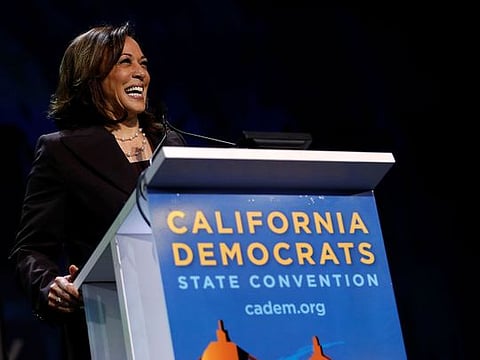 U.S. Senator Kamala Harris (D-CA) speaks during the California Democratic Convention in San Francisco, California.