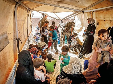 Hundreds of refugees come across the border from Syria into Jordan at remote eastern desert locations such as those at Riqban and Hadalat - tiny Jordanian military outposts where the border patrol are the first to meet the new arrivals. 