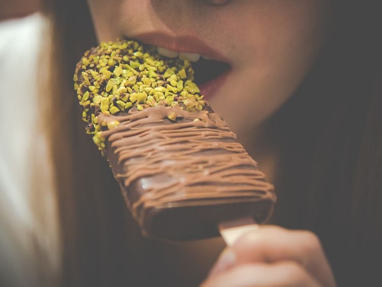 Someone eating ice cream
