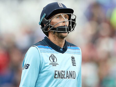 England's Joe Root leaves the field after being dismissed during the Cricket World Cup match between England and Pakistan at Trent Bridge in Nottingham, Monday, June 3, 2019. 
