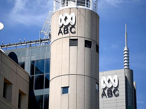 In this file photo taken on September 27, 2018 the logo for Australia's public broadcaster ABC is seen at its head office building in Sydney.