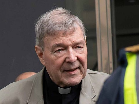  In this Feb. 26, 2019, file photo, Cardinal George Pell arrives at the County Court in Melbourne, Australia. An Australian court spokesman says Pell will not fight for a reduced jail sentence if he fails in his appeal of his conviction for molesting two choirboys in the 1990s.