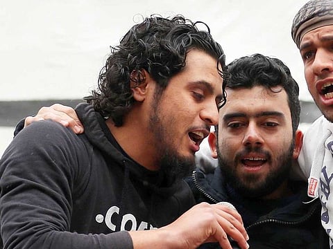 Abdul Basset Al Sarout during a rally in Idlib.