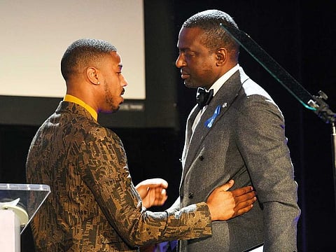 Michael B Jordan with honouree Yusef Salaam