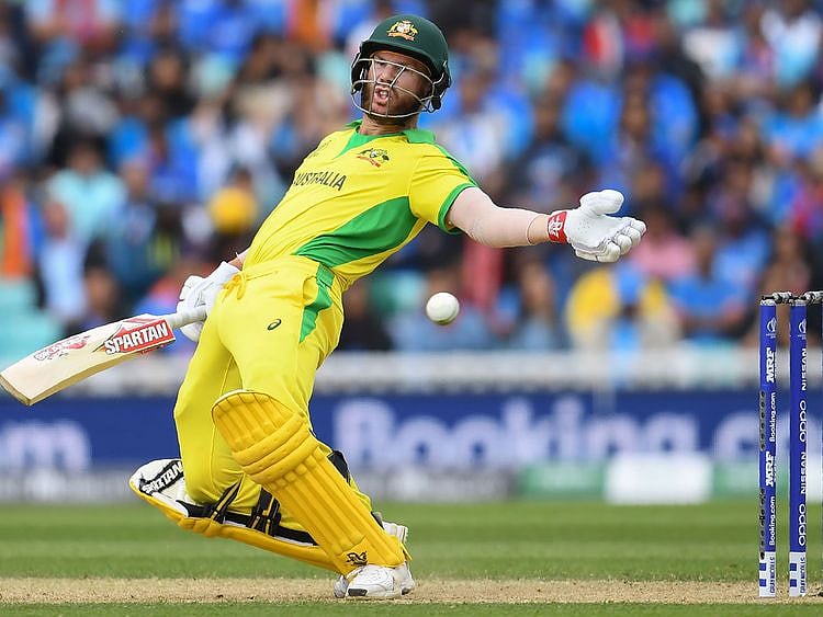 Australia's David Warner reacts 