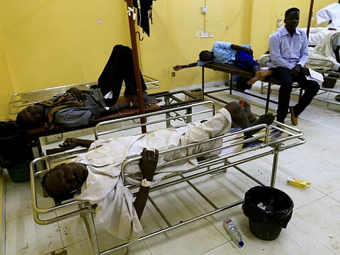 Victims of violence in the crackdown on Sudanese protesters lay down inside a ward receiving treatment in a hospital in Omdurman, Khartoum, Sudan.