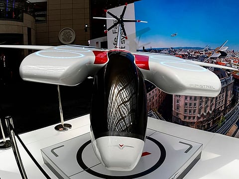 A Pipistrel aircraft on display at the Uber Elevate Summit June 12, 2019 in Washington, DC. 