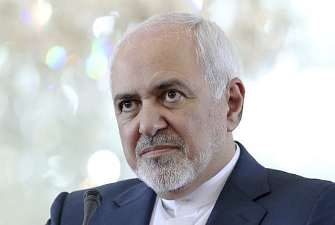Iranian Foreign Minister Mohammad Javad Zarif speaks during a press conference with his German counterpart Heiko Maas after their talks in Tehran, Iran, Monday, June 10, 2019. 