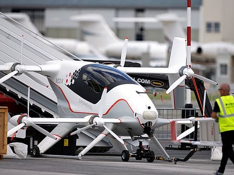 Vahana, an experimental flying taxi by Airbus, is seen on static display, before the opening of the 53rd International Paris Air Show at Le Bourget Airport near Paris, France.