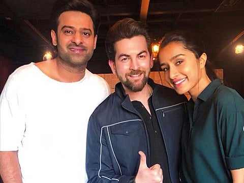 Neil Nithin Mukesh (centre) with Prabhas and Shraddha Kapoor.