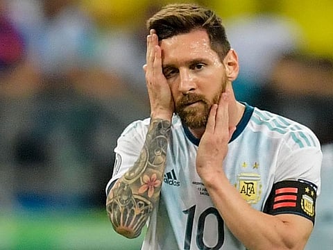 Argentina's Lionel Messi gestures during the Copa America football tournament group match against Colombia at the Fonte Nova Arena in Salvador, Brazil, on June 15, 2019. 