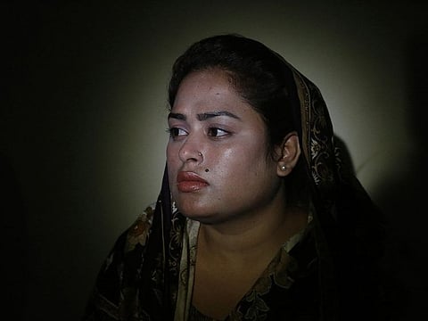 Pakistani Christian Natasha Masih, speaks to the Associated Press in Faisalabad, Pakistan