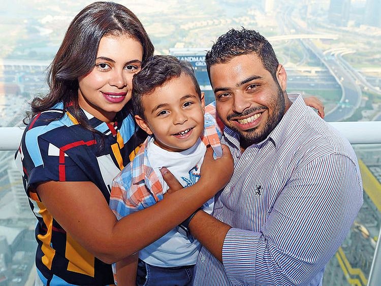 Aya Baker, her husband Tarek Ahmad Fouad Syed and son Yousuf 
