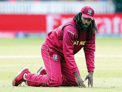 West Indies’ Chris Gayle reacts during their match against Bangladesh. The Caribbean side have lost three games.