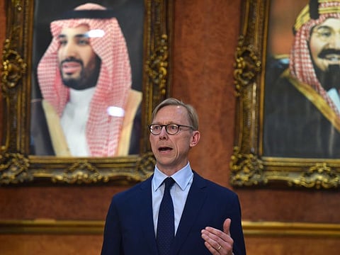 Brian Hook, the US special representative on Iran, speaks during a press conference in al-Kharj, south of the Saudi capital Riyadh on June 21, 2019. 