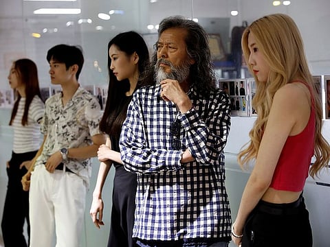 A South Korean senior model Kim Chil-doo, 65-years-old, attends a practice session in Seoul, South Korea.