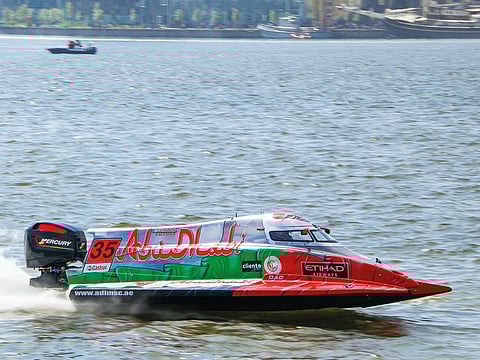 Team Abu Dhabi’s Rashid Al Qamzi in action. 