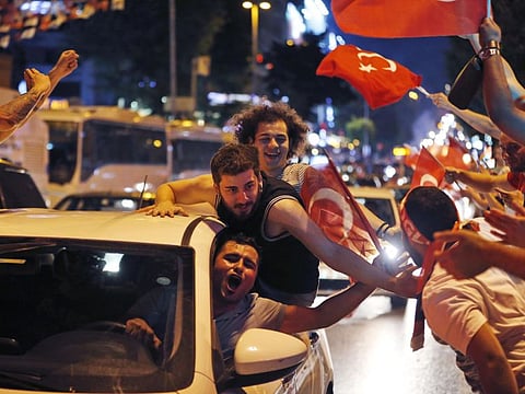 Supporters of Ekrem Imamoglu, the candidate of the secular opposition Republican People's Party, CHP, celebrate in central Istanbul, on June 23, 2019. 