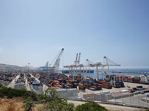 A general view of Tanger-Med container port in Ksar Sghir near the coastal city of Tangier