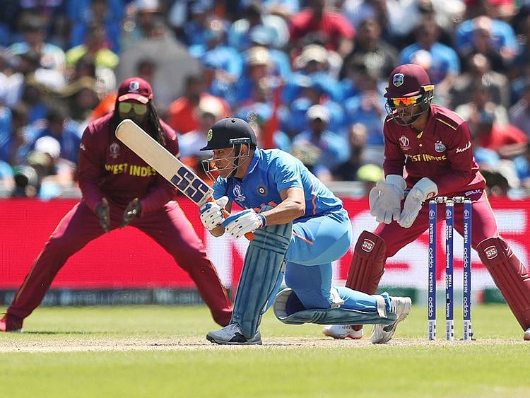 India's MS Dhoni bats