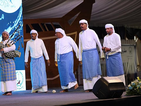 Participants perform a traditional song and dance ensemble at Dibba Al Hisn in Sharjah. Since its inception in 2013, the festival has been shedding light on UAE’s heritage fishing crafts and industries.