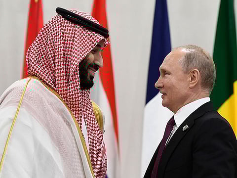 File picture: Saudi Arabia's Crown Prince Mohammed Bin Salman, left, talks with Russian President Vladimir Putin.