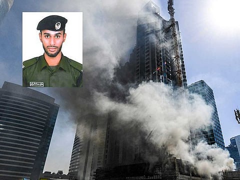 Dubai firefighter Corporal Tarik Abdullah Al Hawai, who died while fighting the blaze in Business Bay on Saturday.