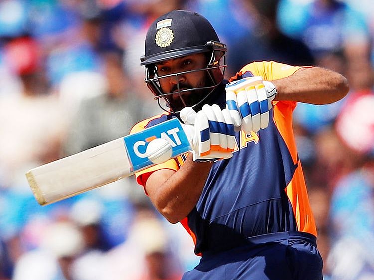 India's Rohit Sharma plays a shot