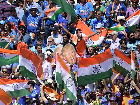Spectators cheer during the match between England and India at Edgbaston in Birmingham. 