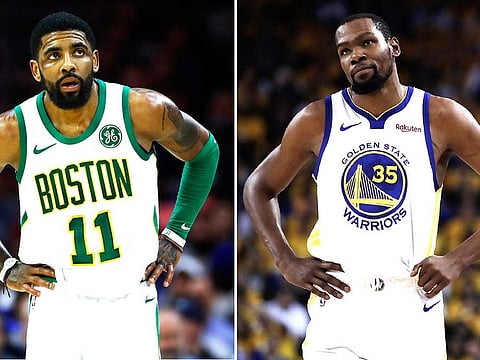 Kyrie Irving (left) and Kevin Durant (right) are joining forces in Brooklyn