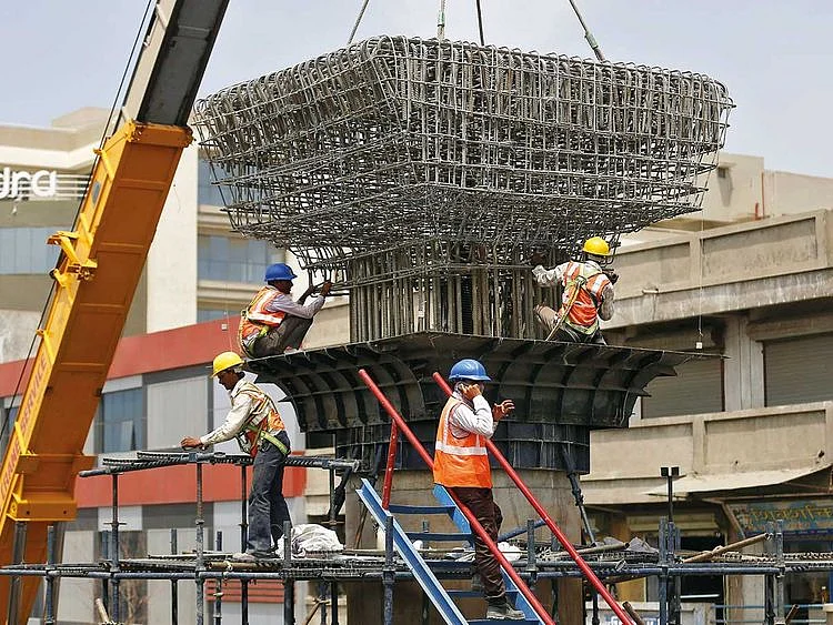 Work in progress at the site of a metro railway flyover