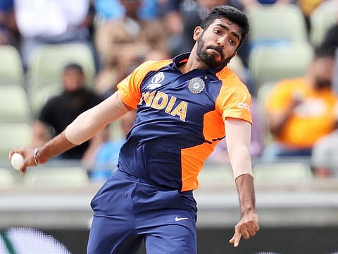 India's Jasprit Bumrah bowls during the World Cup group match against England in Birmingham, on June 30, 2019. 