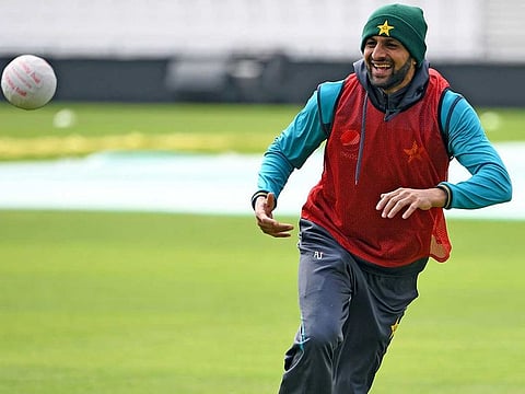 File photo: Pakistan's Shoaib Malik takes part in a training session at Headingley in Leeds. 