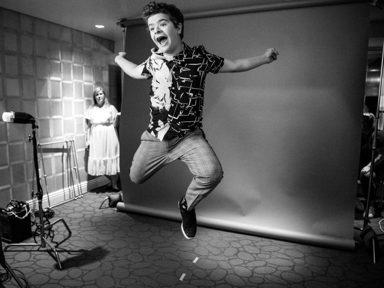 WEST HOLLYWOOD, CALIFORNIA - JUNE 27: (EDITORS NOTE: Image has been converted to black and white) Gaten Matarazzo attends the Season 3 "Stranger Things" press junket at The London Hotel on June 27, 2019 in West Hollywood, California.   Emma McIntyre/Getty Images Entertainment Video for Netflix/AFP
== FOR NEWSPAPERS, INTERNET, TELCOS & TELEVISION USE ONLY ==