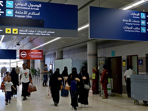 Saudi women arriving at Abha airport in the popular mountain resort of the same name in the southwest of Saudi Arabia on June 13, 2019. 
