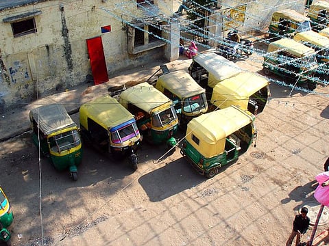 Parked auto rickshaws. For illustrative purposes only.